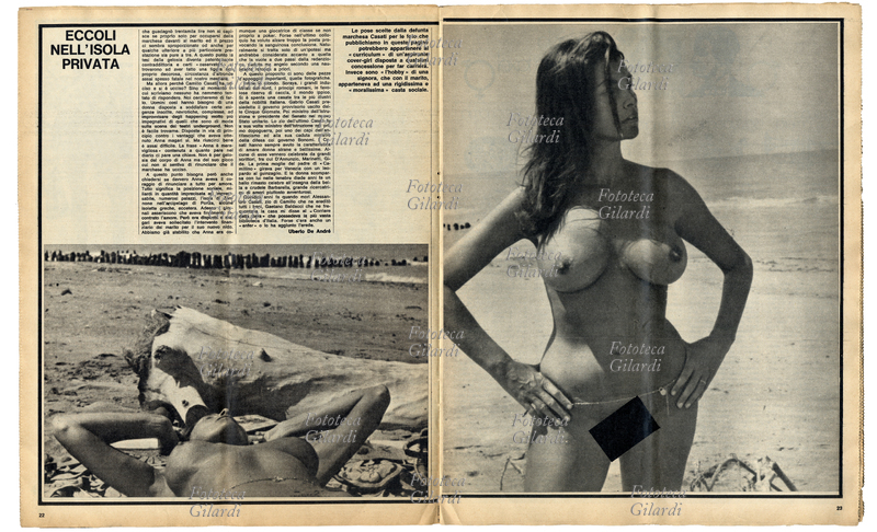 SCANDALO CASATI famiglia di nobili romani protagonisti di un fatto di cronaca nera con sfondo a luci rosse. Il fatto: il 30 agosto 1970, in un appartamento di Roma, vengono uccisi con un fucile da caccia la marchesa Anna Casati Stampa e un suo giovane amante. A sparare è il marchese Camillo Casati (marito di Anna) trovato morto suicida vicino ai corpi delle vittime. Doppia pagina conclusiva del servizio pubblicato dal giornale \