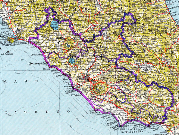 CARTINA DELLA REGIONE LAZIO 1943 CARTINA DELLA REGIONE LAZIO 1943