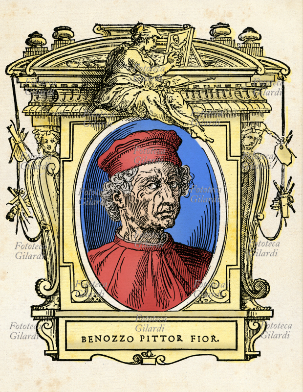 Benozzo GOZZOLI (circa 1420 - October 4, 1497), Italian painter, a disciple and collaborator of Beato Angelico, active in Tuscany, Umbria and Lazio. Colored illustration on a 16th century xylographic basis, from the treaty \