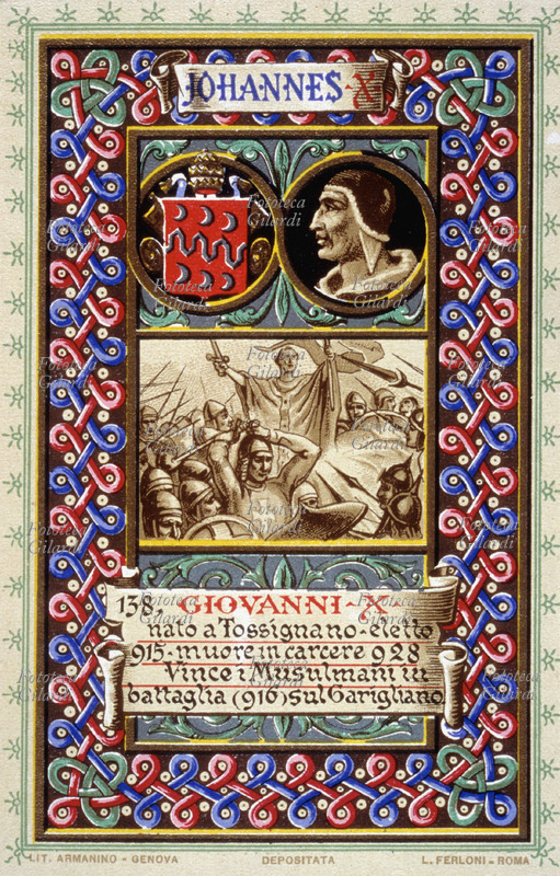 PAPA GIOVANNI X (860 circa - 929), nato a Tossignano nella nobile famiglia dei Cenci; eletto nel 914, nell\