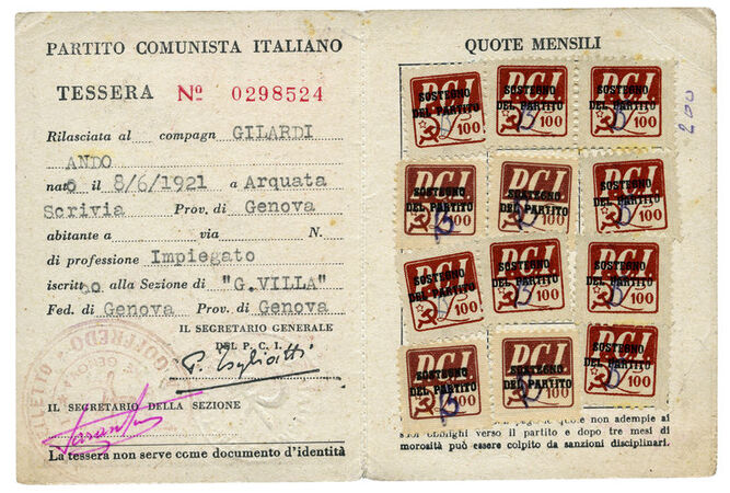 CARD OF COMMUNIST PARTY ITALIAN 1948