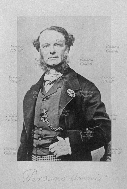 Carlo PELLION di Pessano (11 March 1806 – 28 July 1883), Count, Admiral of the Sardinian Navy and Italian politician. Sympathizing with Garibaldi, his position in command of the Sardinian fleet nevertheless led him to a precautionary position of alert to contain the Expedition of the Thousand, during its passage off the coast of Sardinia, but also to external, indirect support actions near Naples. Photographic portrait, Italy 19th century.