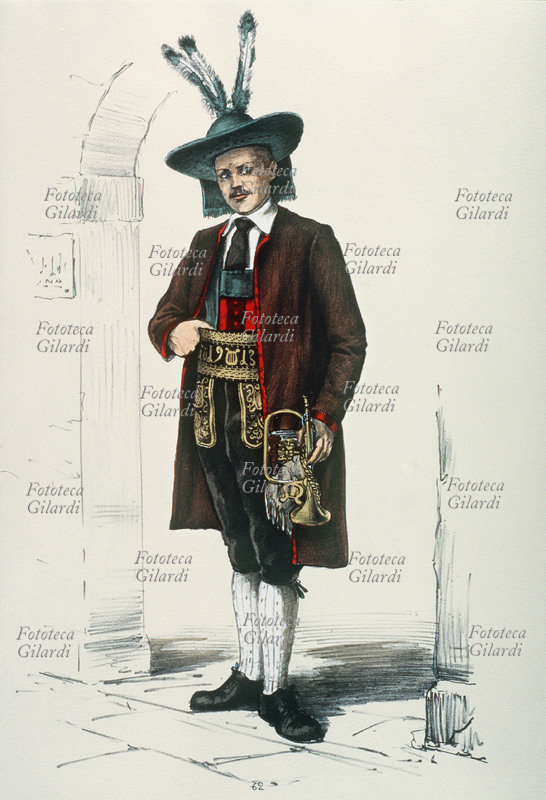 NOVA PONENTE (Bolzano) musico in costume tradizionale. Tavola n. 62 da \