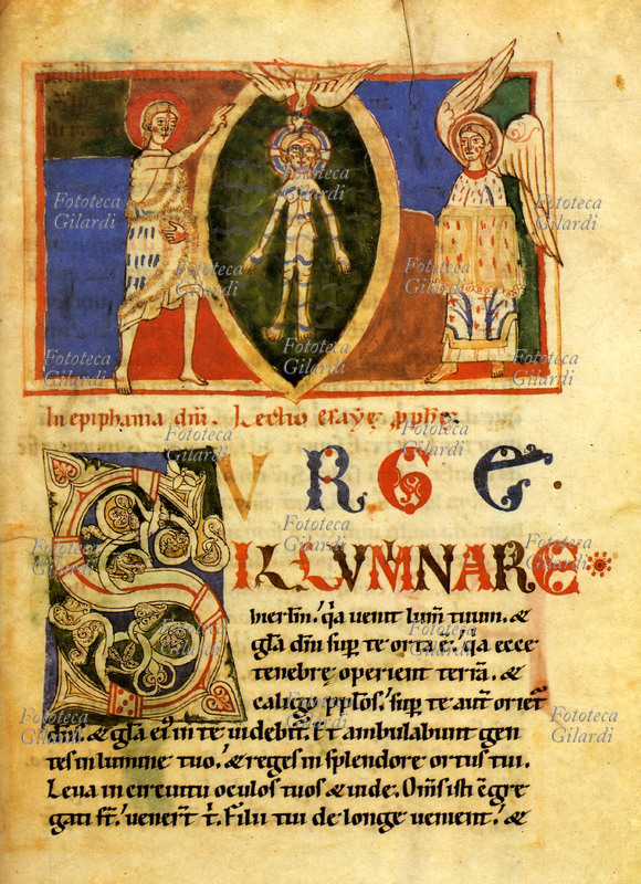 BATTESIMO Il battesimo di Gesù. Pagina da codice miniato detto \