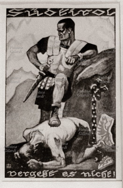 AUSTRIA 1920 Questione Alto Adige: cartolina postale di propaganda pubblicata a Vienna sulla questione del Sud Tirolo (Alto Adige italiano). L\