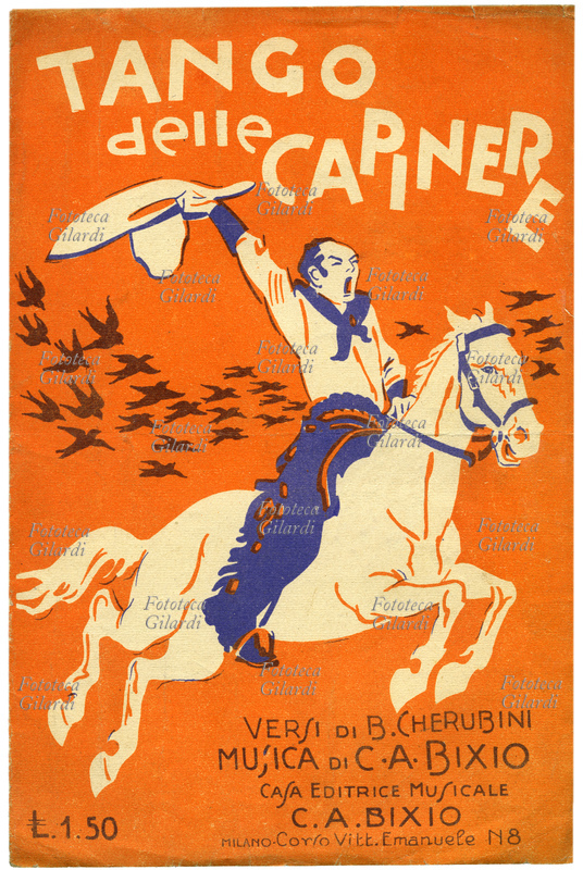TANGO copertina dello spartito del "Tango delle capinere", parole di Bixio Cherubini (1899-1987), Musica di Cesare Andrea Bixio (1896-1978). Casa Editrice Musicale C.A. Bixio, Milano 1928