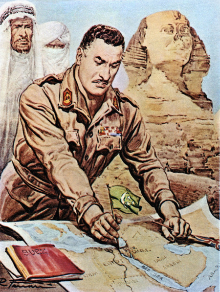 NASSER NAZIONALIZZA LA SOCIETA DEL CANALE DI SUEZ DOMENICA DEL CORRIERE 1956 NASSER NAZIONALIZZA LA SOCIETA DEL CANALE DI SUEZ DOMENICA DEL CORRIERE 1956
