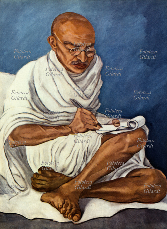 Mohandas GANDHI (2 ottobre 1869 – 30 gennaio 1948), politico, filosofo e avvocato indiano. Il Mahatma, leader della lotta non armata contro gli inglesi per la liberazione dell\