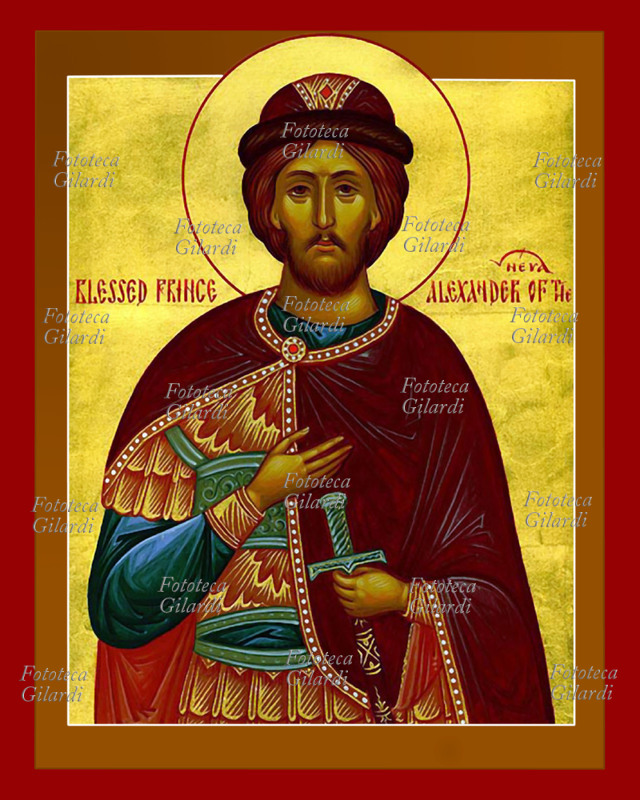 Aleksandr NEVSKIJ (30 maggio 1220 – 14 novembre 1263). Principe guerriero di Novgorod e di Vladimi, difese la Russia dall\