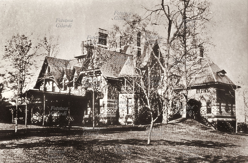 Mark TWAIN scrittore (1835-1910) pseudonimo di Samuel Langhorne Clemens. La casa dove Mark Twain visse dal 1874 al 1891, Hartford, Connecticut. USA 1870
