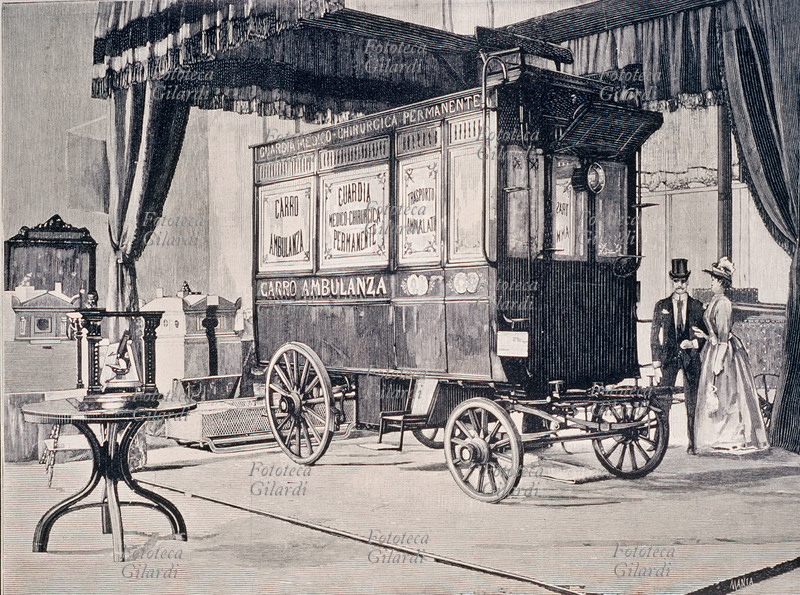 AMBULANZA Carro Ambulanza: Guardia medico-chirurgica permanente, trasporto ammalati. Nella prima sala dell\