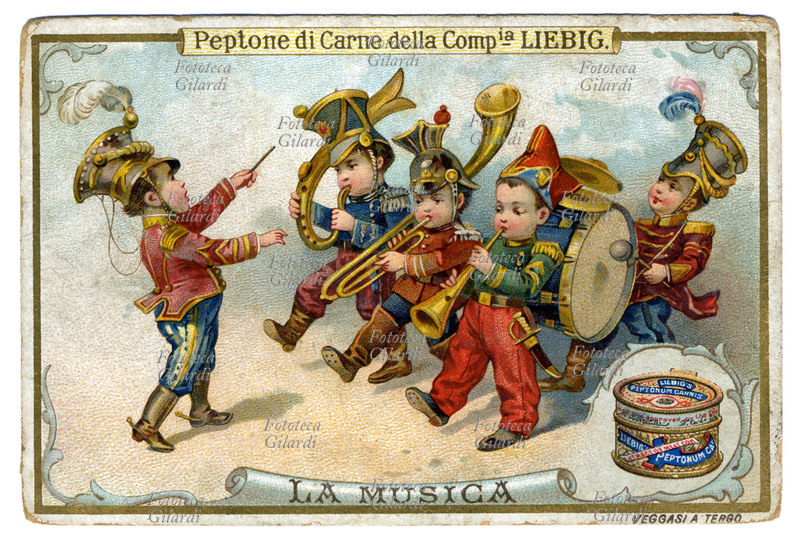 CHILDREN Liebig Little figure of a series dedicated to the interpreted military customs from the children, 1900. “Music”