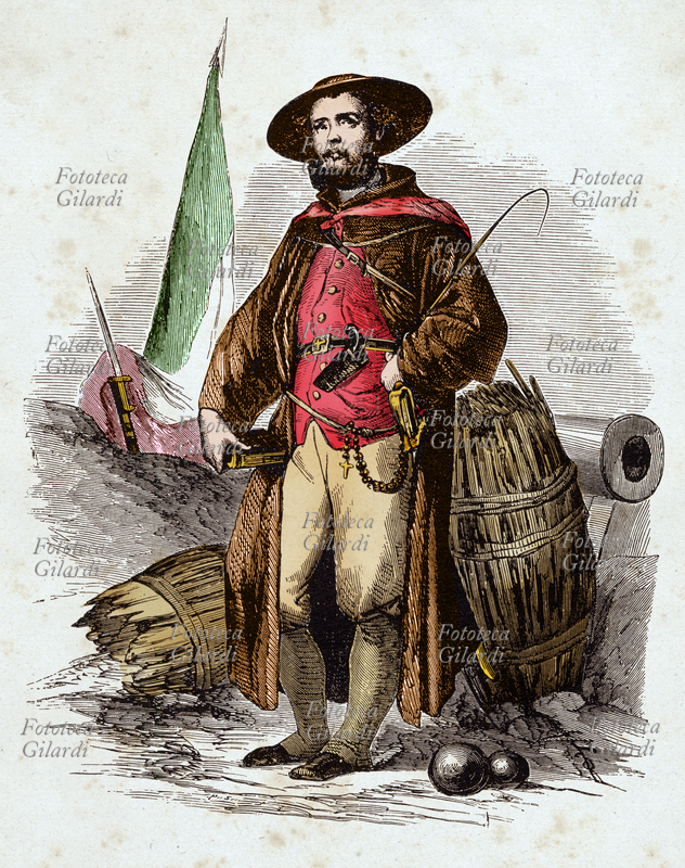 RISORGIMENTO Padre Pantaleo cappellano dei garibaldini in una stampa dell\