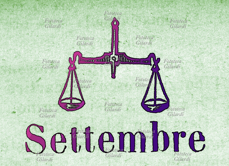 ZODIACO Bilancia, Settembre. Elaborazione di xilografia da almanacco del 1913 \