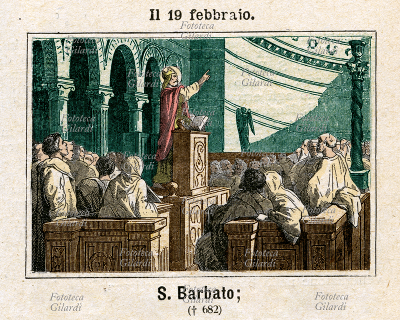 San BARBATO (602 - 19 febbraio 683) vescovo di Benevento, venerato come santo dalla Chiesa cattolica, esorta alla fede e alla resistenza i Longobardi assediati dall\