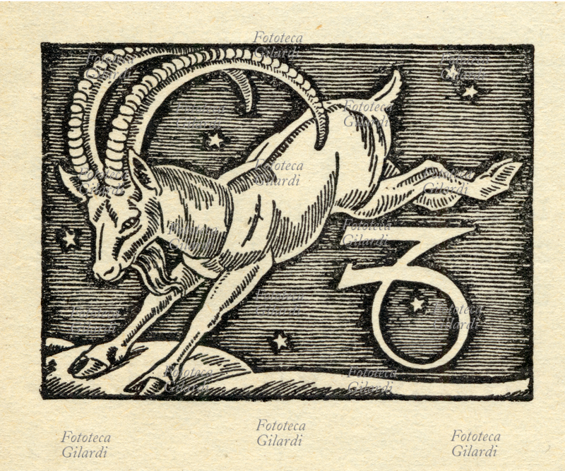 ZODIACO Capricorno. Xilografica 1942
