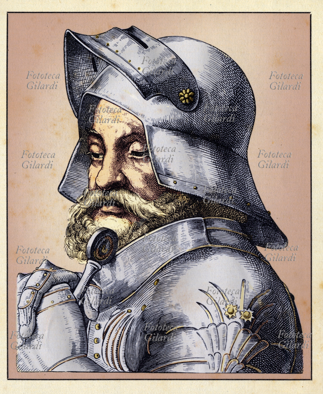 Götz von Berlichingen (1480 - 1562), also known as Gottfried von Berlichingen, German knight and soldier of fortune; He started his brilliant military career in the service of the Holy Roman Empire, but soon formed his own mercenary company, ranking the highest bidder. In 1508 lost an arm in battle, that was replaced with an articulated prosthesis in iron. Nonetheless he continued his war activities, adding from time to time the attack in their city or caravans, or the kidnapping of some noble for ransom. Was repeatedly banned and exonerated, yet fought to the service of the Holy Roman Empire, but also led the rebels during the Peasants\