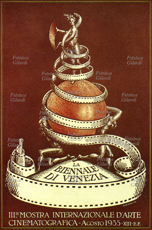 STORIA DEL CINEMA Manifesto di Astolfo De Maria per la III Mostra Internazionale d\