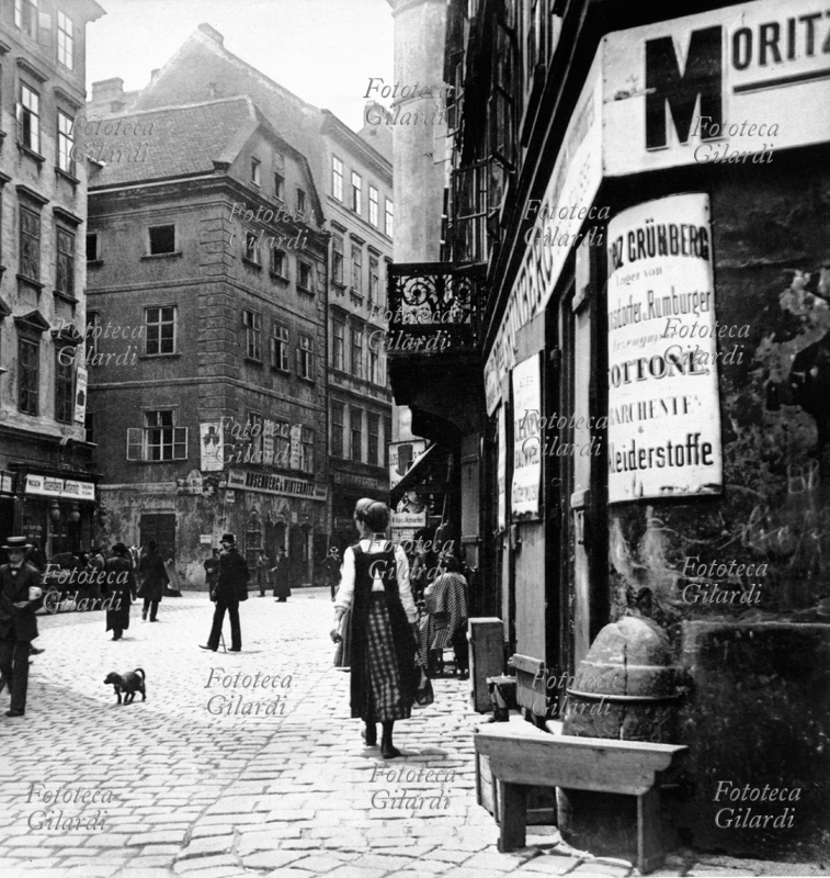 VIENNA. Veduta fotografica del ghetto ebraico, Austria 1915
