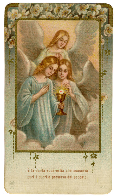 IMMAGINETTA CON ANGELI E CALICE EUCARESTIA IMMAGINETTA CON ANGELI E CALICE EUCARESTIA
