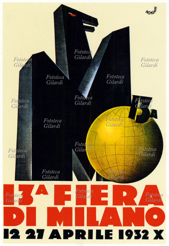 FASCISMO Manifesto di Giaci Mondaini (6 luglio 1903 – 11 agosto 1979) per la Fiera Campionaria di Milano del 1932 \