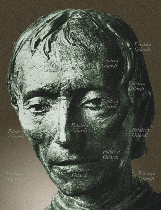 Niccolò MACHIAVELLI (1469-1527). Scrittore, politico, storico e filosofo fiorentino. Testa in bronzo, scultura di anonimo del XVI secolo.