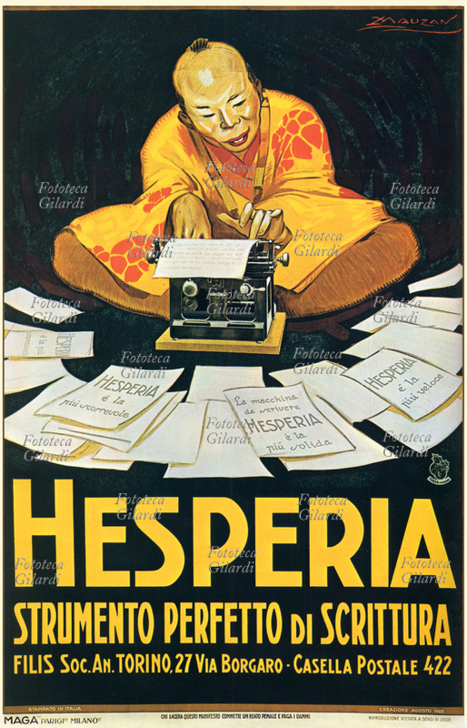 PUBBLICITÀ Manifesto pubblicitario di Achille Mauzan per le macchine da scrivere \
