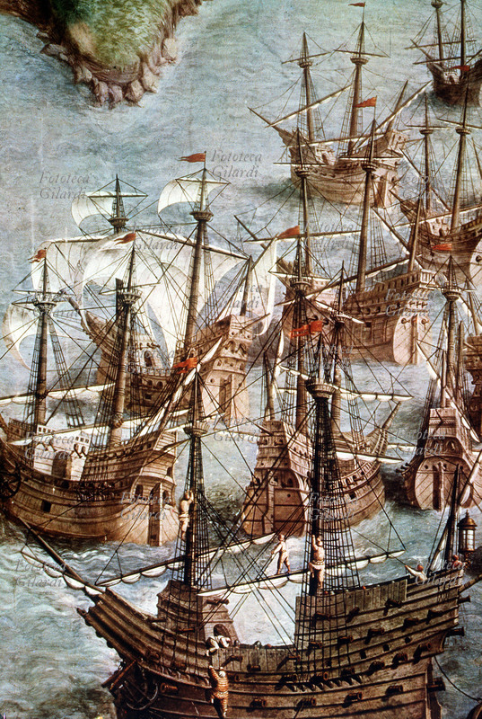 ESPLORAZIONI Regata di una spedizione spagnola diretta alle Azzorre, sotto Filippo II. Spagna, XVI secolo.