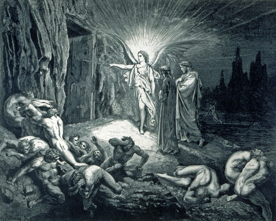 L ANGELO APRE LA PORTA PER DANTE E VIRGILIO L ANGELO APRE LA PORTA PER DANTE E VIRGILIO