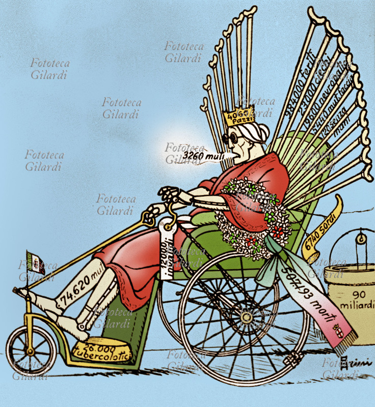 Giuseppe SCALARINI (1873-1948) Il carro della Vittoria. Caricatura \