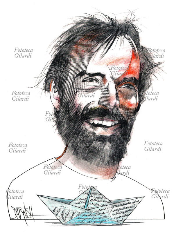 Giovanni SOLDINI (1966) velista italiano specialista in navigazioni solitarie. Illustrazione di Dariush Radpour, disegno a matita lavorato digitale, s.d. Questa immagine non può essere utilizzata con tariffa inferiore a € 80,00