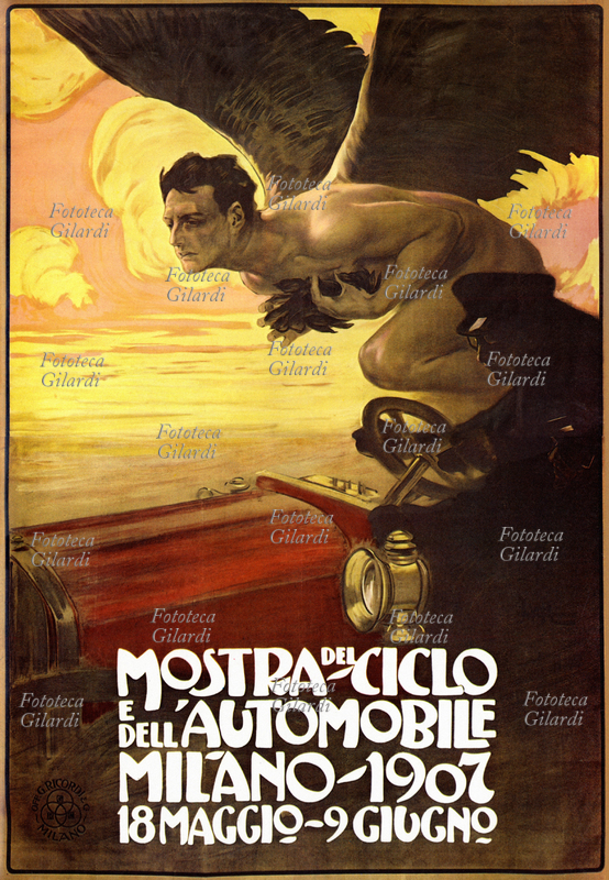 AUTOMOBILI Manifesto di Leopoldo Metlicovitz per la Mostra del Ciclo e dell\