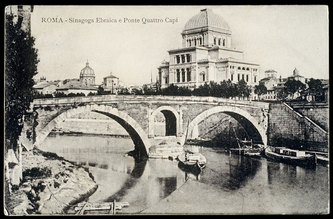 ROMA VEDUTA DI PONTE QUATTRO CAPI E LA SINAGOGA ROMA VEDUTA DI PONTE QUATTRO CAPI E LA SINAGOGA
