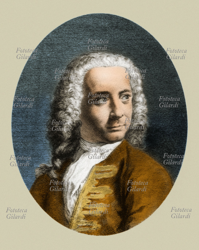 Canaletto (Giovanni Antonio Canal, 1697-1768) in an engraving watercolor portrait of the eighteenth century.