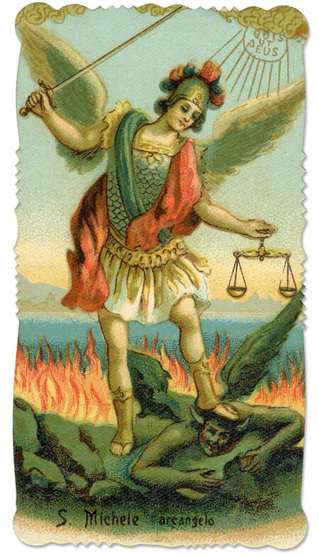 SAINT MICHELE ARCHANGEL DRIVES AWAY LUCIFERO IMMAGINETTA