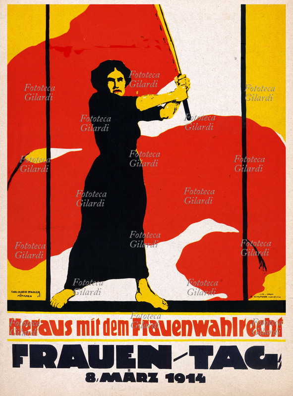 FEMMINISMO la Giornata della Donna, manifesto di Karl Maria Stadler pubblicato a Monaco di Baviera in occasione della festa dell\