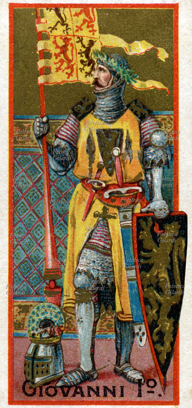 GIOVANNI I Duca di Brabante. Partecipò alla battaglia di Worringen il 5 giugno 1288, in seguito al quale cadde il Ducato di Limburgo . Figurina Liebig Cromolitografia, 1900 circa