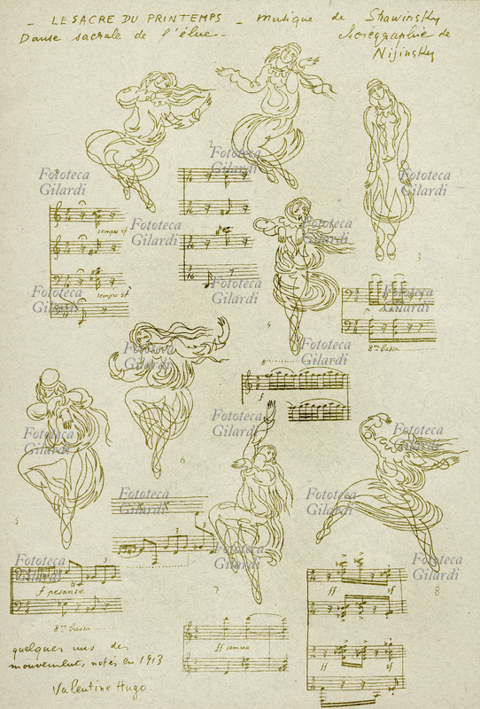 Igor STRAVINSKIJ (18821971) Stampa riproducente una tavola illustrata da Valentine Hugo (1887-1968) con stralci della partitura della \