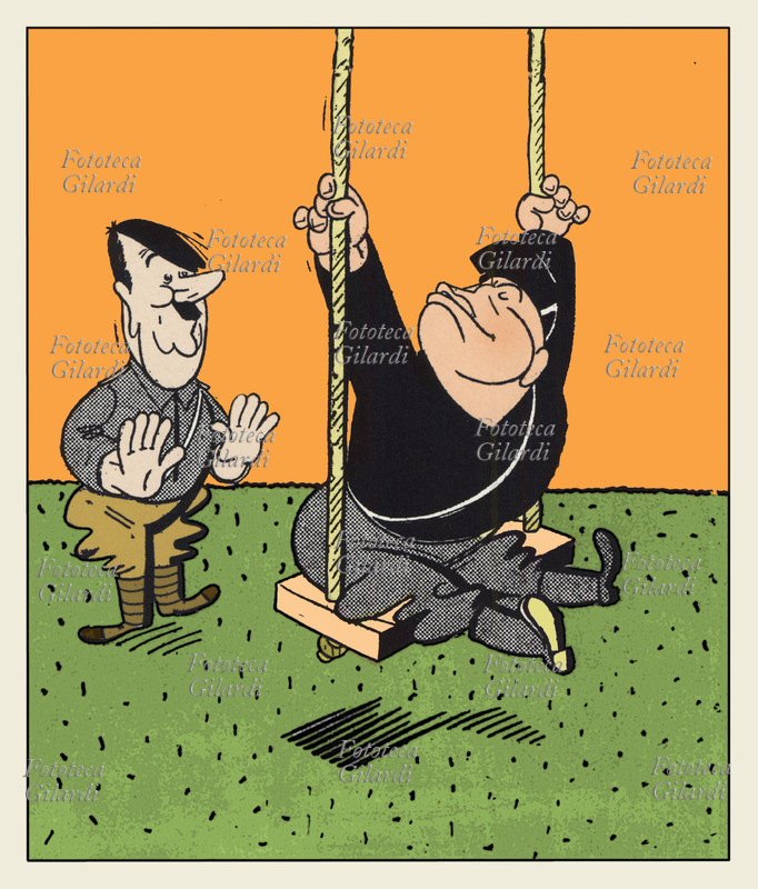 MUSSOLINI/Caricatura. Mussolini in Greece: Does Hitler say\