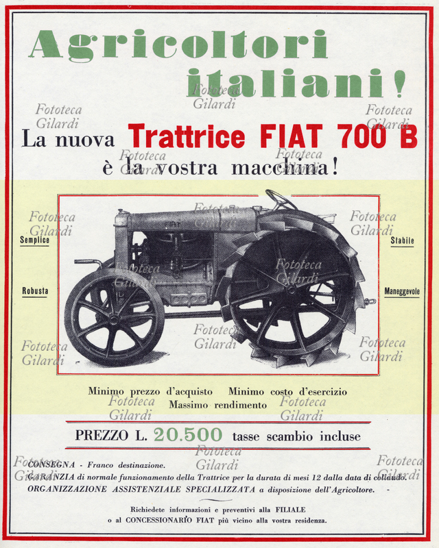 AGRICOLTURA annuncio pubblicitario per i trattori Fiat \