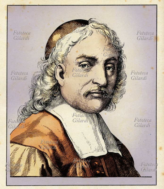 Paul GERHARDT (1607 - 1676) poeta tedesco, famoso soprattutto per aver scritto numerosi inni luterani. Ritratto, versione colorata di una incisione di Hugo Bürkner (1818-1897), Germania 1854