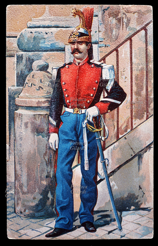 UNIFORME Dragone Pontificio in grande tenuta Cromolitografia, 1900 circa