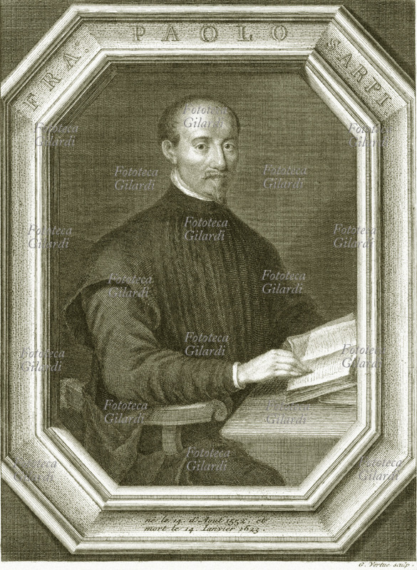 Paolo SARPI (14 agosto 1552 – 15 gennaio 1623) Ritratto dello storico, giurista e teologo veneziano. Stampa del XVIII secolo.
