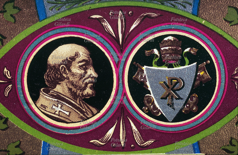 PAPA SAN CLETO (? - 92 circa), martire, nato a Roma, eletto nel 78, 3° vescovo di Roma e papa della Chiesa cattolica, seppellito presso San Pietro. Istituì le parrocchie. Ritratto, dettaglio da una cartolina cromolitografica della \