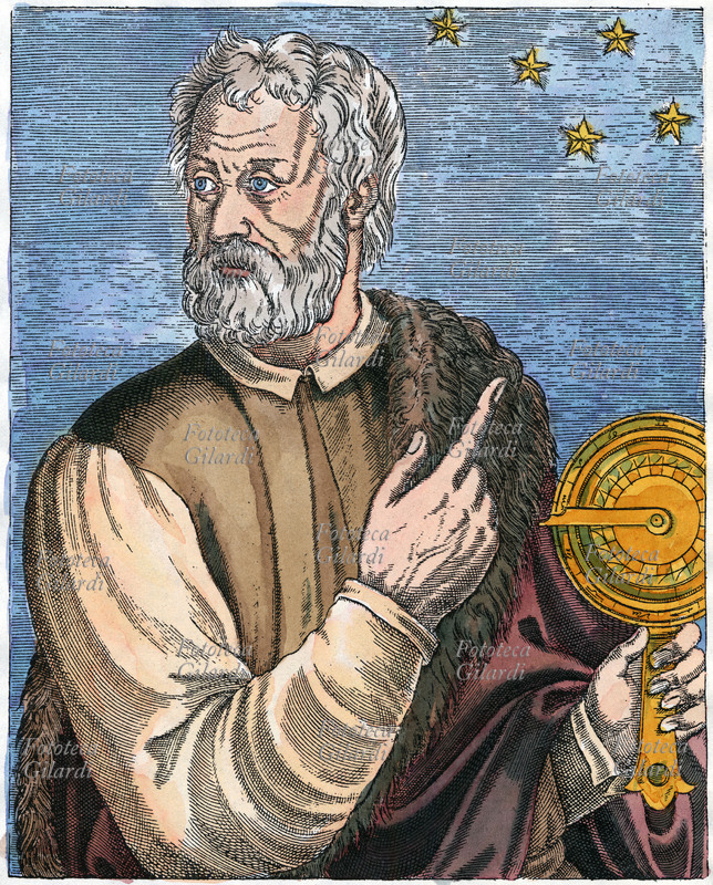 Cristoforo COLOMBO (1451-1506) con un astrolabio. Incisione dai \