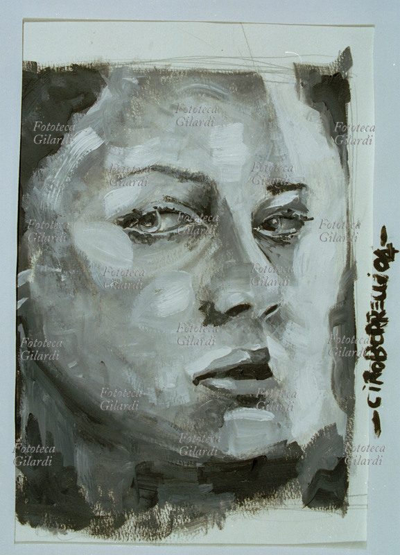 Ciro BORRELLI (1979-) Ritratto di giovane donna. Olio ad acqua, 2004. Collezione dell\