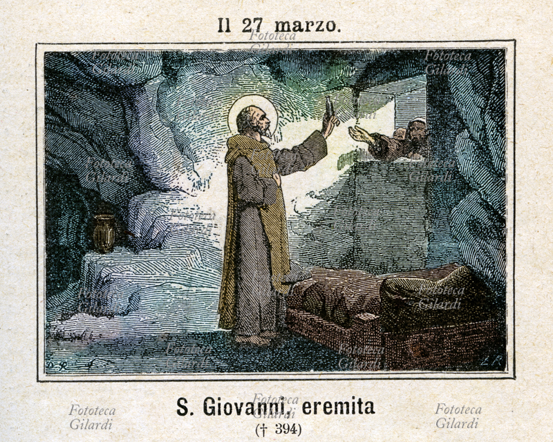 San GIOVANNI DI LICOPOLI (Assiut, 305 - 395) In origine carpentiere, a 25 anni prese i voti monastici e visse per quindici anni in diversi monasteri egiziani, quindi giunse nella Tebaide dove divenne eremita su una montagna, trascorrendo la sua vita in una piccola cella murata. Si dedicò alla preghiera, alla meditazione e all\