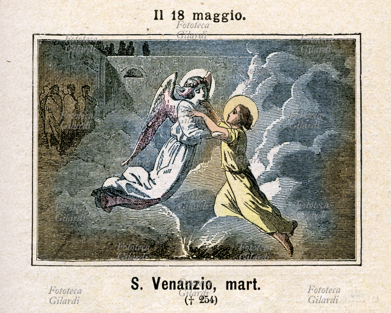 San VENANZIO di Camerino, martire (? - 18 maggio 250). Nobile romano convertito al cristianesimo, subì il martirio ancora adolescente sotto l\