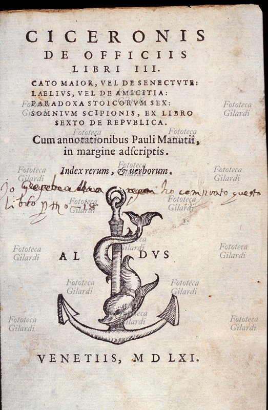 Marco Tullio CICERONE (106-43 a.C.) Frontespizio di una delle prime opere a stampa \