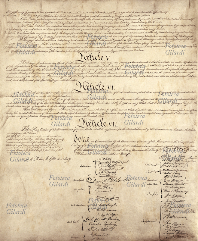 COSTITUZIONE AMERICANA pagina con gli emendamenti V, VI VII. La costituzione degli Stati Uniti d\